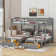 Hardiene Kids Full Over Twin Triple Bed with Drawers
