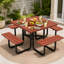 Spacious Square Picnic Table Set with Built-in Benches, Solid Wood Top, and Umbrella Hole for Outdoor Gatherings