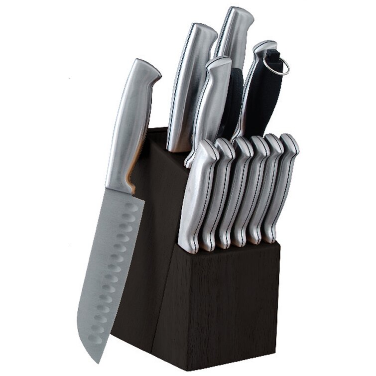 Oster Baldwyn Wood Knife Block with Knives - Set of 22