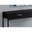Console de salon - stratifié noir, 2 tiroirs, table d'appoint avec pieds en métal avec pieds de rangement optionnels, stratifié pour entrée