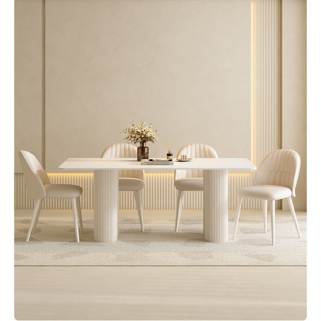 Light Luxury Dining Room Sets Solid Wood Feet Wave Shape Smooth