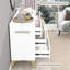 Commode moderne à 6 tiroirs pour chambre à coucher, commode large avec pieds et poignées en métal doré, rangement pour rangement - blanc-105532689