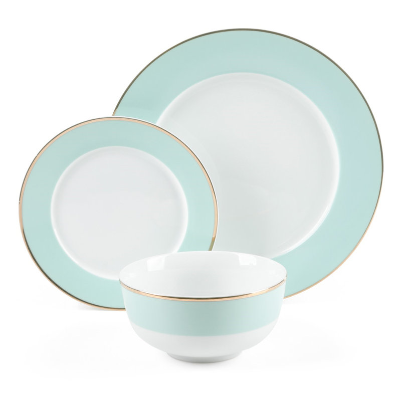 Coastal Blue and White Porcelain Dinnerware Set, Service for 4