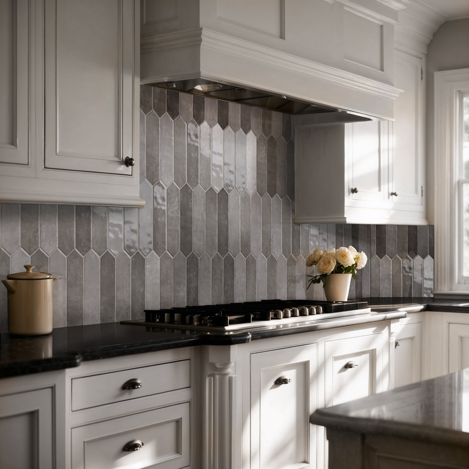 Renzo Glossy Ceramic Picket Wall Tile, Storm