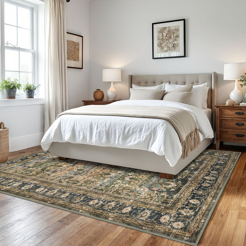 Tapis tribal à motif floral lavable à la machine avec envers antidérapant pour le salon de la chambre à coucher