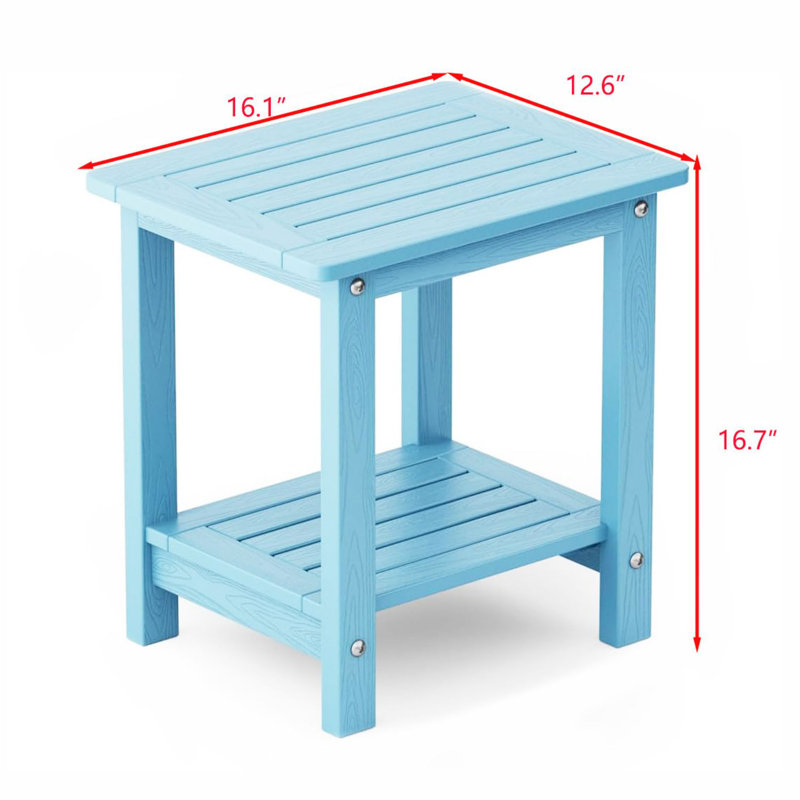 Khosrow Rectangular HIPS Outdoor Side Table, Blue