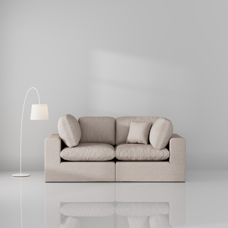 Canapé modulaire 2 pièces Jossa, Polyester beige
