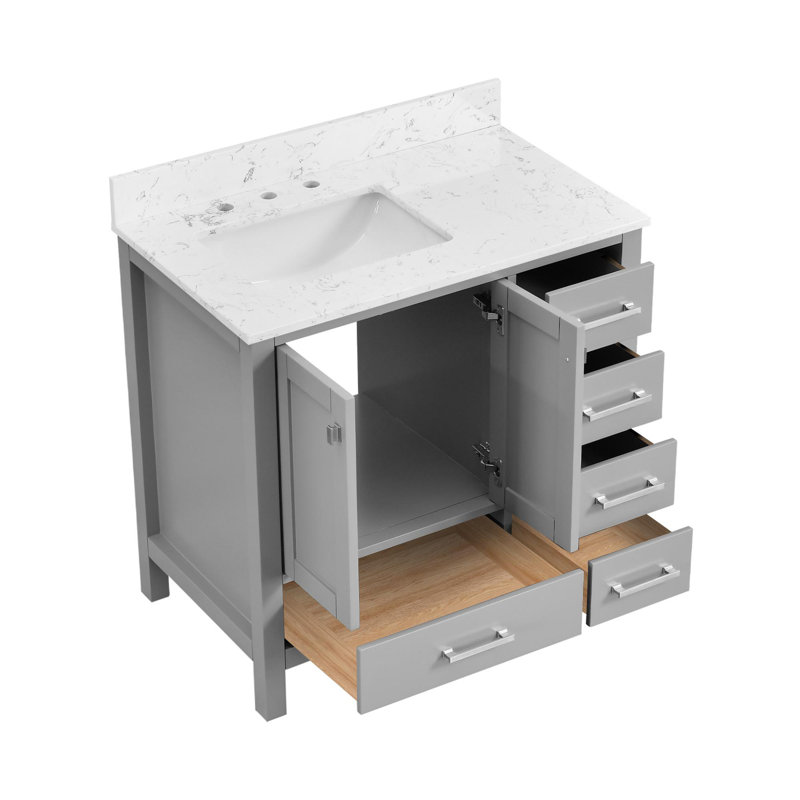 Meuble-lavabo moderne autoportant, Gris/argent