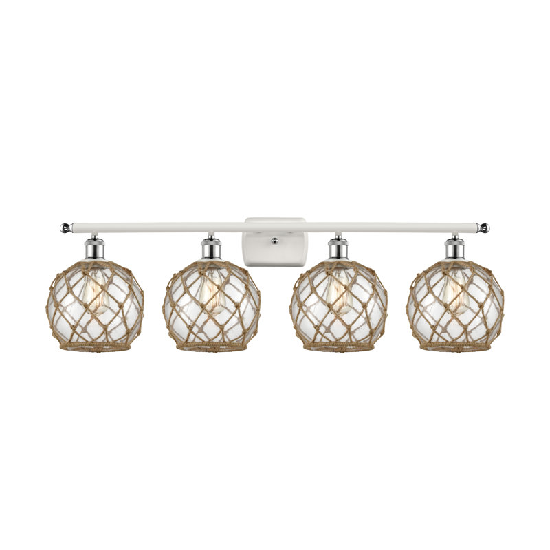 Larochelle 4 - Light Dimmable Vanity Light, White and Polished Chrome, 6 Watt Vinage LED Bulb, White/Brown
