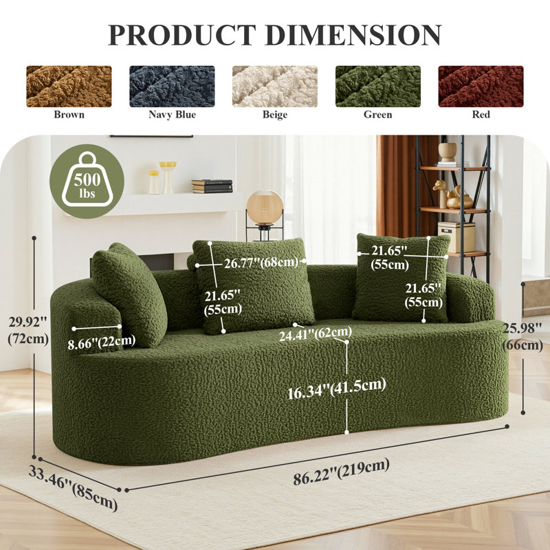 Canapé en tissu pelucheux Boneless, Vert