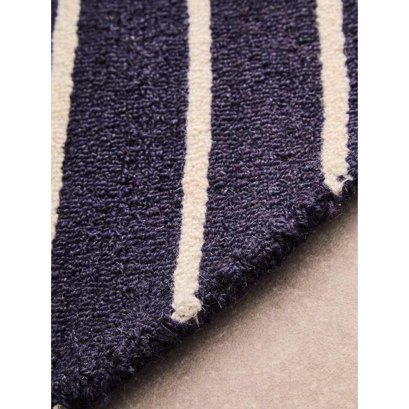 Round 200 cm x 200 cm Striped Wool and Cotton Hand Tufted Area Rug