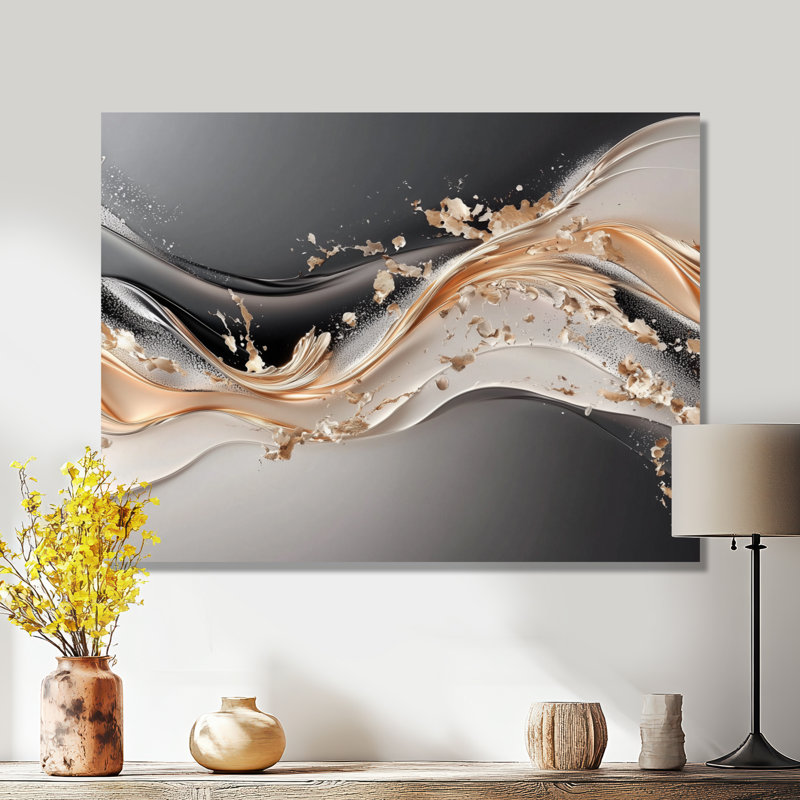 Whispering Cascade of Gold and White Fractal III - Forest, H 16 po x l 32 po x P 0,84 po
