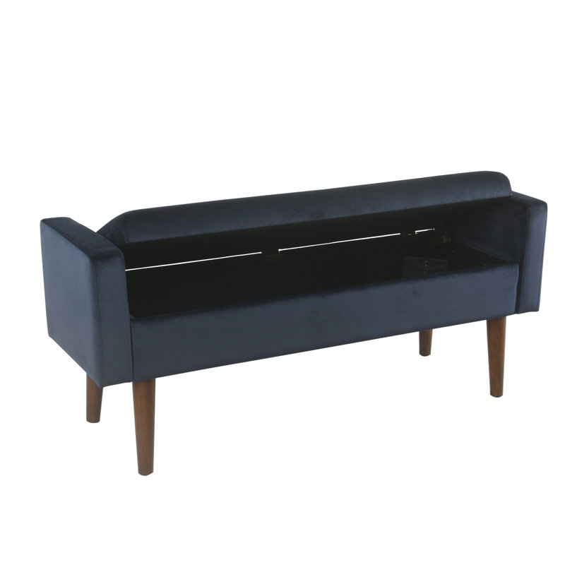 Carkin Velvet Upholstered Storage Bench, Dark Velvet