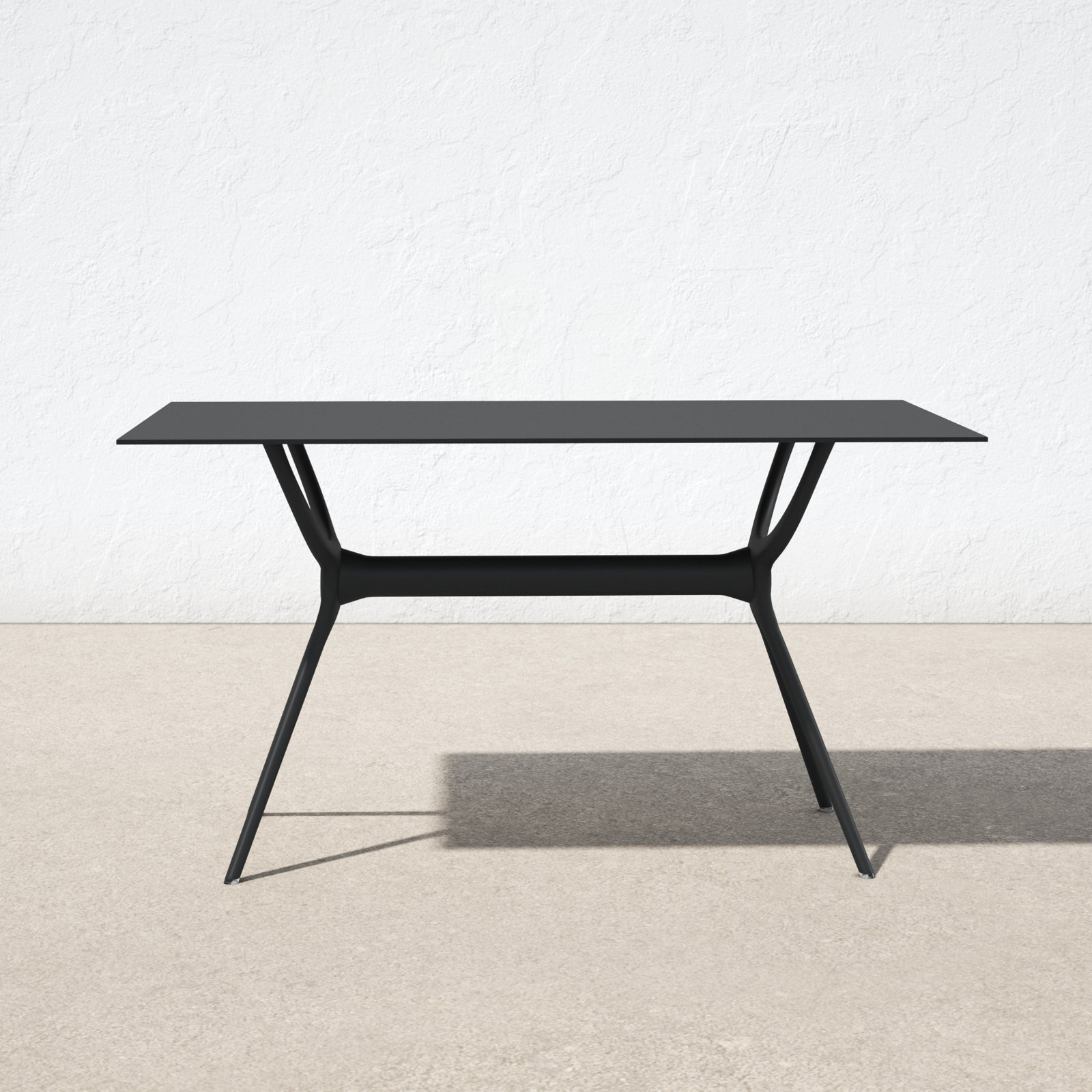 Farrah Synthetic Laminate Outdoor Dining Table, 29.5" H x 55" L x 31.5" W, Black