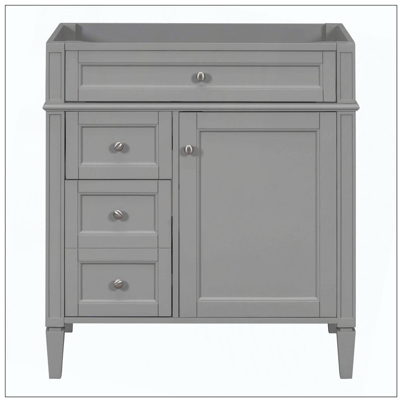 Meuble-lavabo 2 tiroirs Modern, Gris, Nickel brossé
