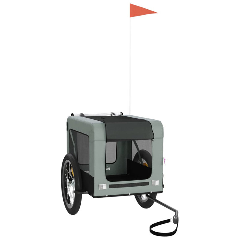 Gray and Black Oxford Fabric Pet Bike Cargo Trailer