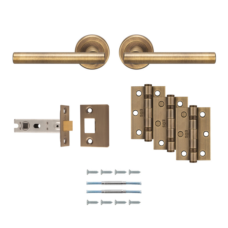 Faro Door Handle, Antique Brass