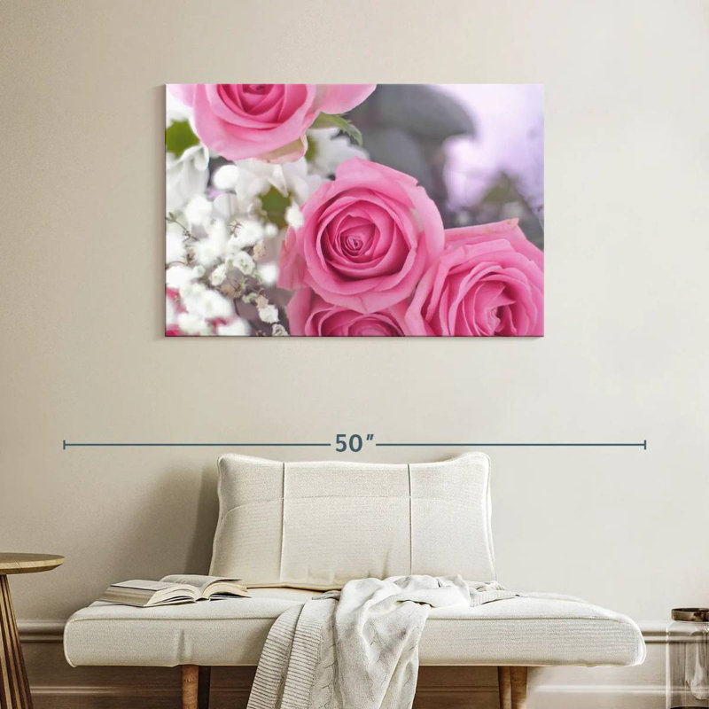 Harnek en fleurs rose clair, H 26 po x l 39 po