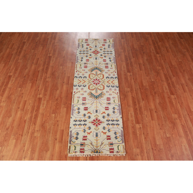 Tapis de couloir oriental vert Oushak 3 x 8