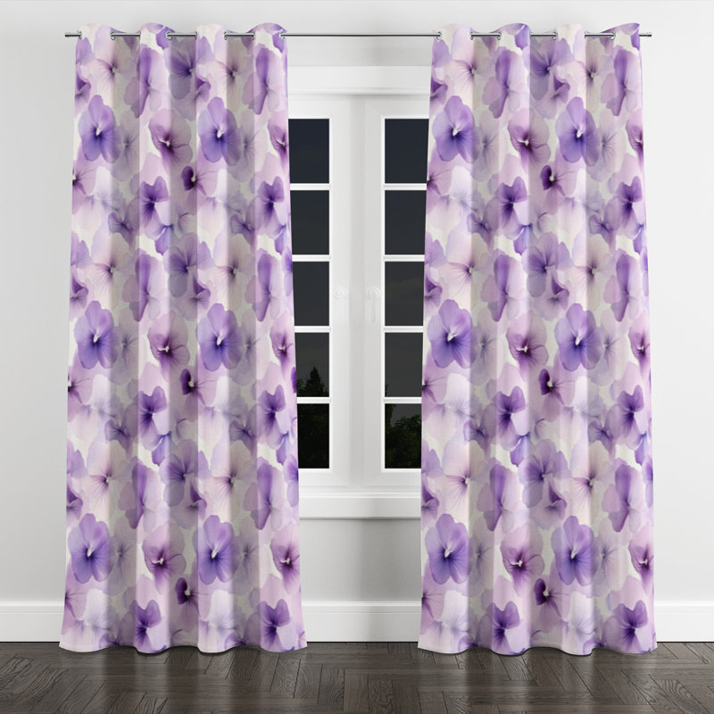 Floral Window curtains - Boho Bafti Grommet Curtain - 1 Panel, 52" W x 95" L, Silver Grommets