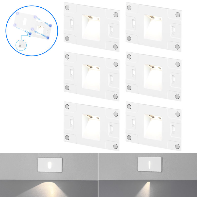 5CCT 120V LED Step Ligh, Anti-Glare Stair Lights, Magnetic Faceplate, White