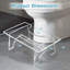 Tabouret de toilette Squatty Potty en acrylique transparent pour adultes, hauteur 18 cm, stable et pratique.