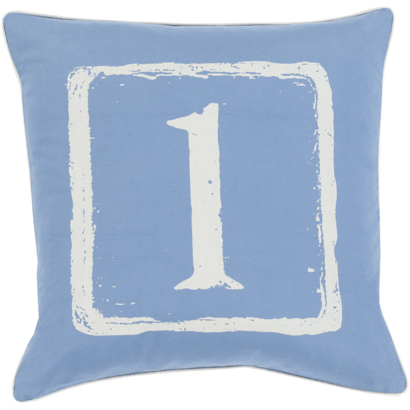 Cotton Pillow Cover, 1, 18" H x 18" W x 4" D, Beige/Cobalt