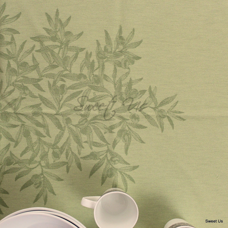 Nappe rectangulaire en coton lavable résistante aux taches, L 98 po x l 63 po, Vert