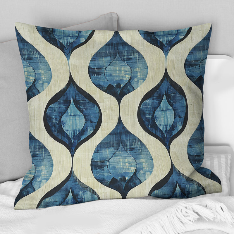 Coussin Blue Ogee, H 16 po x l 16 po