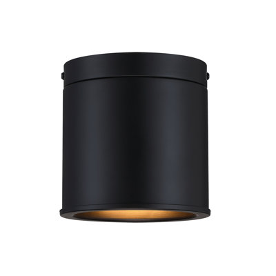 Barstis 6 in. Matte Black Modern Flush Mount with Metal Shade for Hallways
