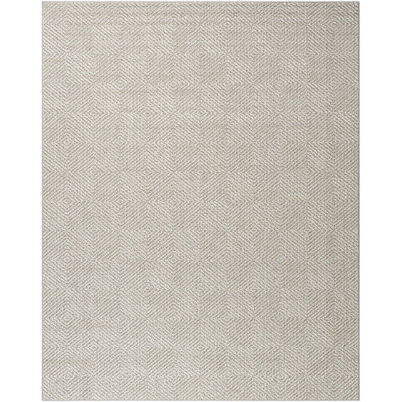 Kirsteni Geometric Machine Woven Polypropylene Indoor / Outdoor Area Rug in Gray/Light Gray, Rectangle 7'10" x 10'