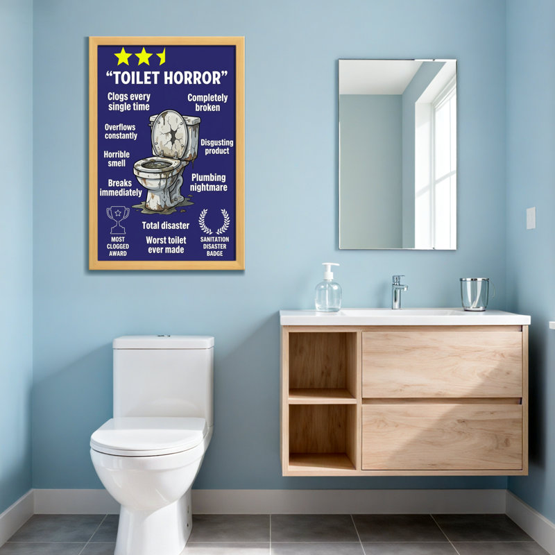 «Bath & Laundry», Grain de bois clair, H 18 po x l 12 po, Impression encadrée sans passe-partout