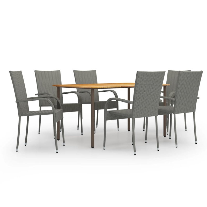 Ensemble de salle à manger rectangulaire pour 6 personnes Lawenda, Gris