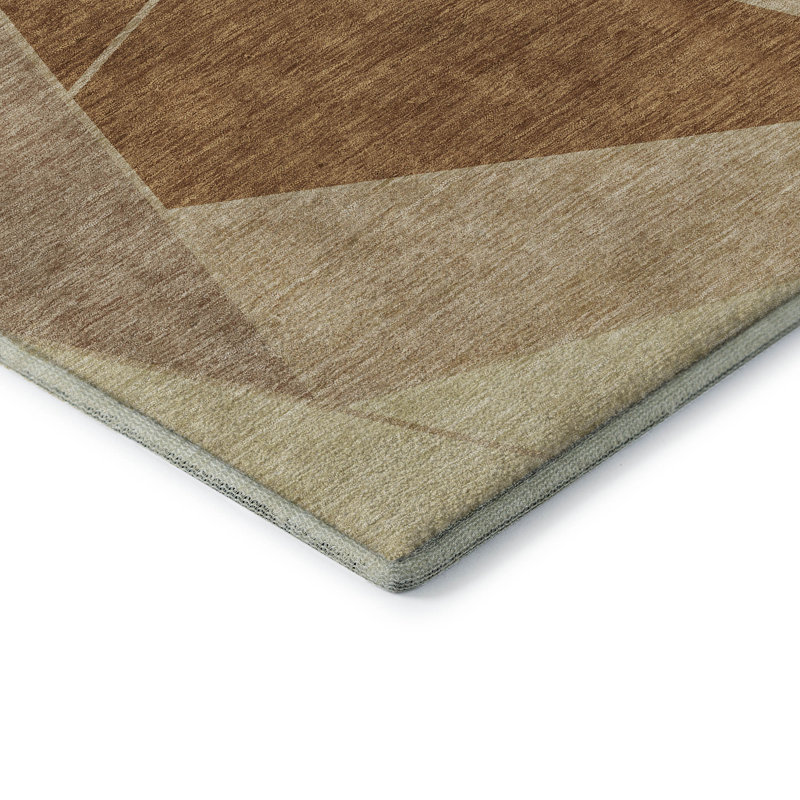Premium Machine Washable Mayfield AMF636 Geometric Rug, 8' x 10', Paprika