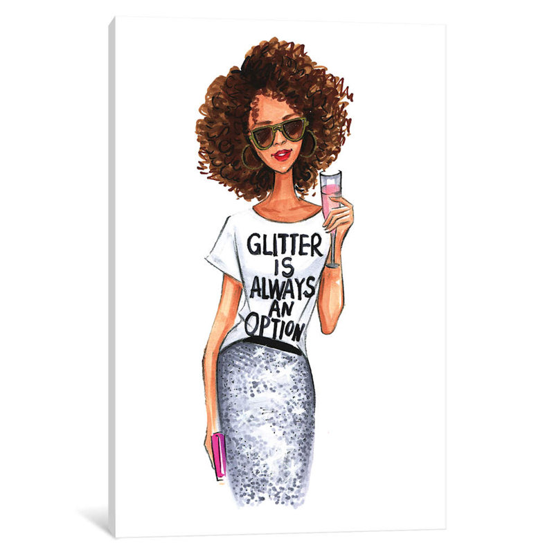 Glitter Is Always An Option by Rongrong DeVoe - Wrapped Canvas Painting, 66.04 cm H x 45.72 cm W x 1.91 cm D