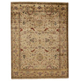 Hand Knotted Wool Oriental Area Rug in Cream And Gold