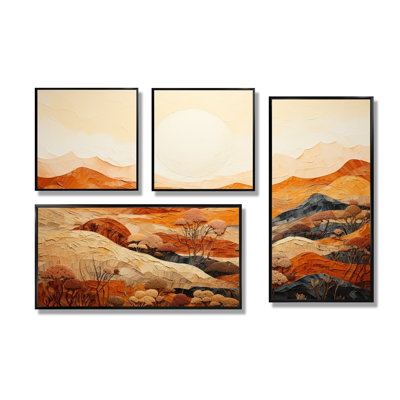 Canyon Mirage III - art mural orange 4 pièces