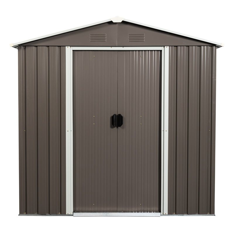 Outdoor Galvanized Iron Metal Shed 6Ft X 5Ft, Gray - And Reliable For All Needs Storage Strong Stable, Gray