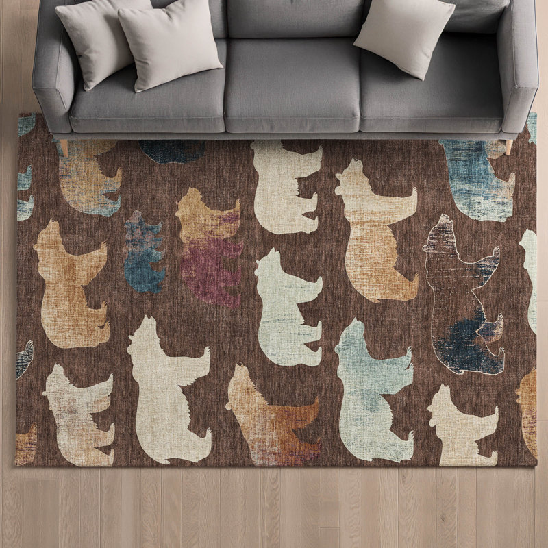 Premium Machine Washable Mayfield AMF2338 Lodge Rug, 10' x 14', Chocolate
