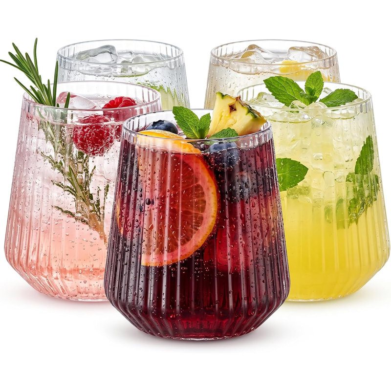 40-Piece 14 oz Clear Plastic Wine Glasses