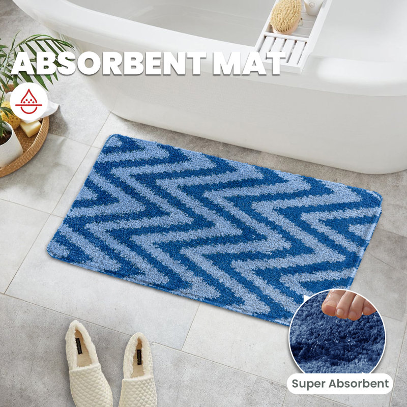 Sedric Polypropylene Plastic Non-Slip Bath Mat, Blue