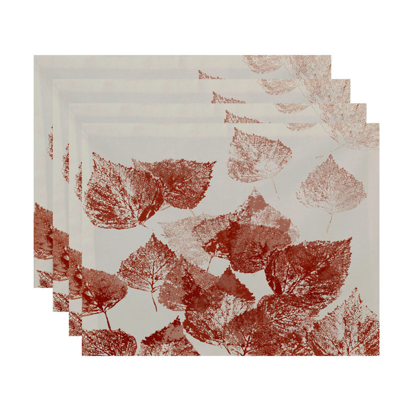 Lenard Polyester Floral Rectangle Placemat, Rust