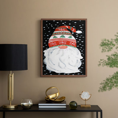 Winter Winter Gnome, reproduction encadrée - bois massif