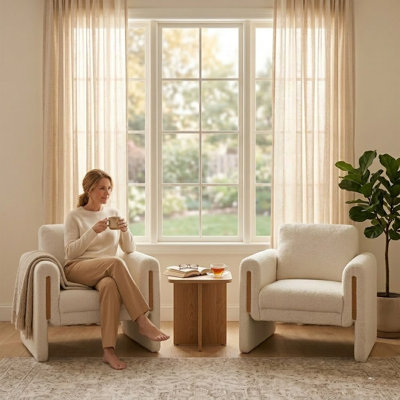 Ensemble de 2 fauteuils rembourrés 35 po avec accoudoirs et base fermée