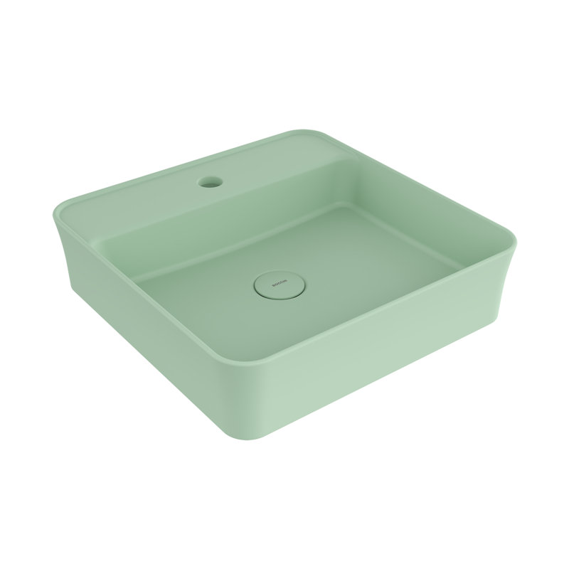 Sottile Slim Line Countertop Basin - 45x45cm 1TH, Matte Mint Green