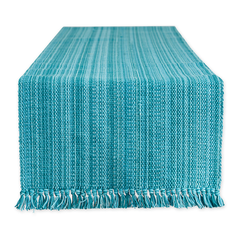 Hidetoshi Striped 100% Cotton Table Runner, 72" x 13", Teal