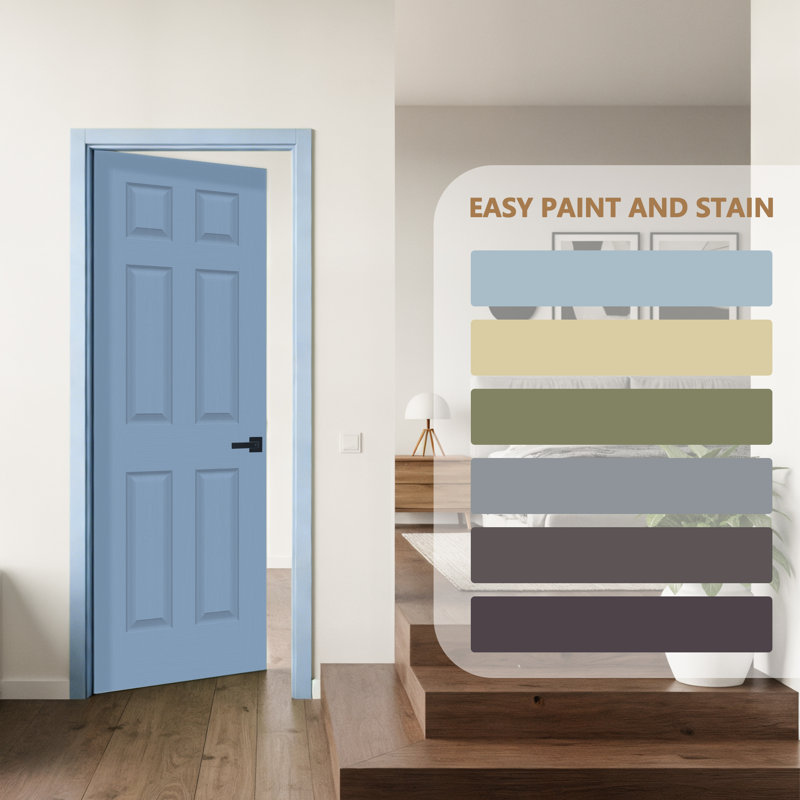 Primed 6-panel Hollow Wood Interior Mould Standard Door Without Bore Hole, 24" x 80"