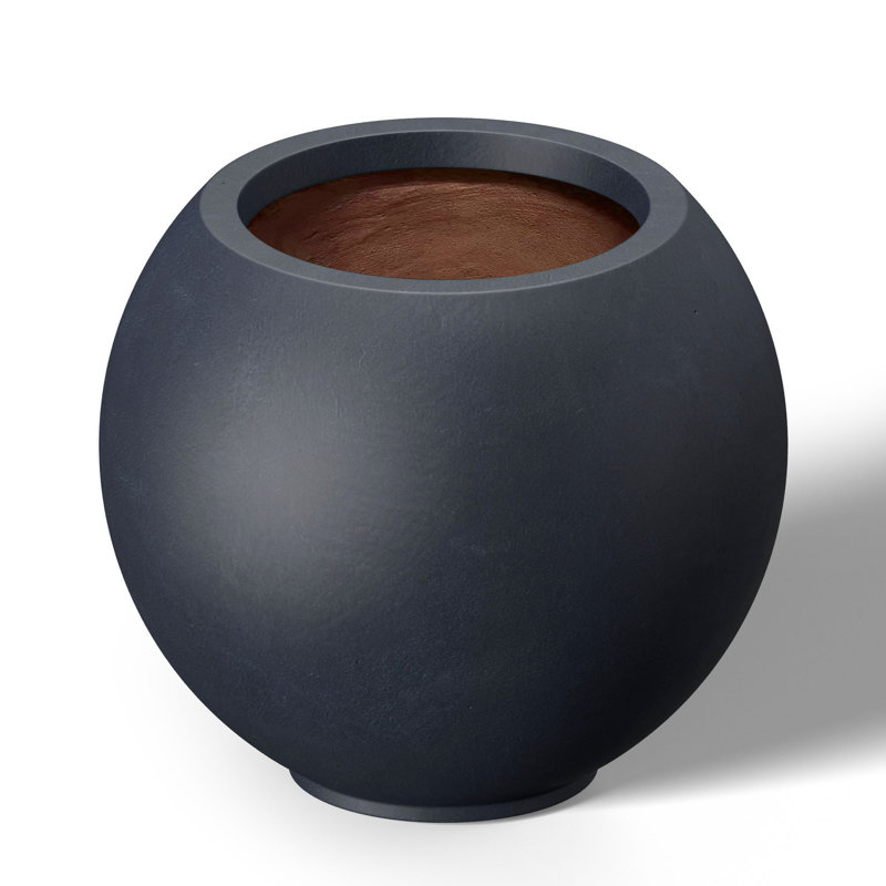 Petit pot à fleurs / pot rond en béton avec trous de drainage, H 9,45 po x l 11,02 po x P 11,02 po