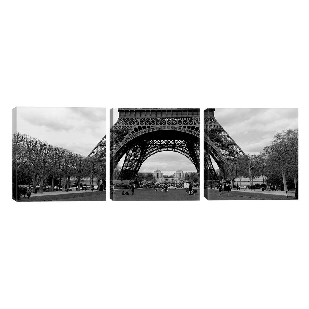 'Low Section View of A Tower, Eiffel Tower, Paris, France' Photograph Multi-Piece Image on Wrapped Canvas