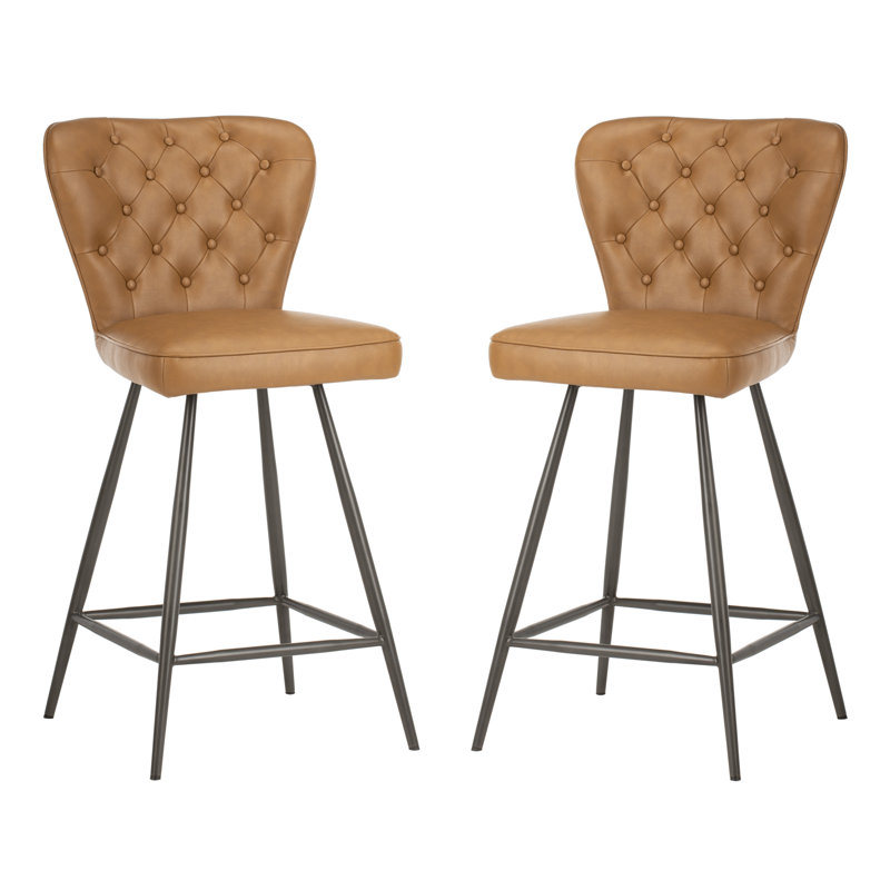 Rickman Upholstered Counter Stool with Metal Frame, Camel, Counter Stool (25.98" Seat Height)